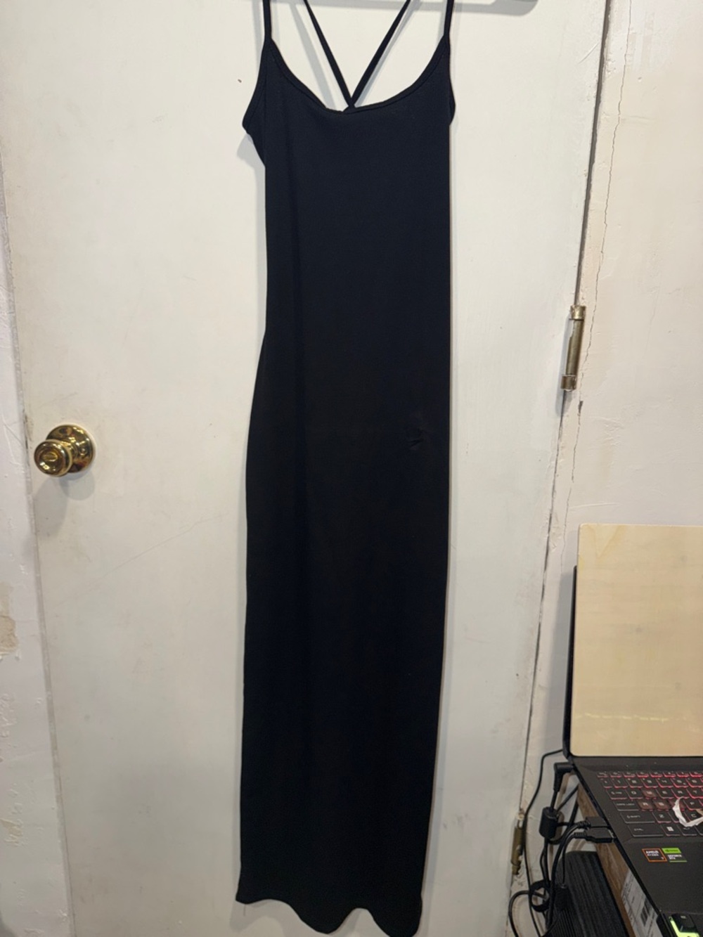 SHEIN Black Strappy Slip Maxi Dress